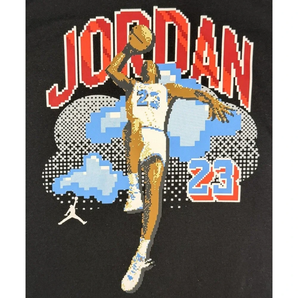 Air Jordan Air Digi Tee Pixel Basketball  T-Shirt Boys Black Size Youth Large